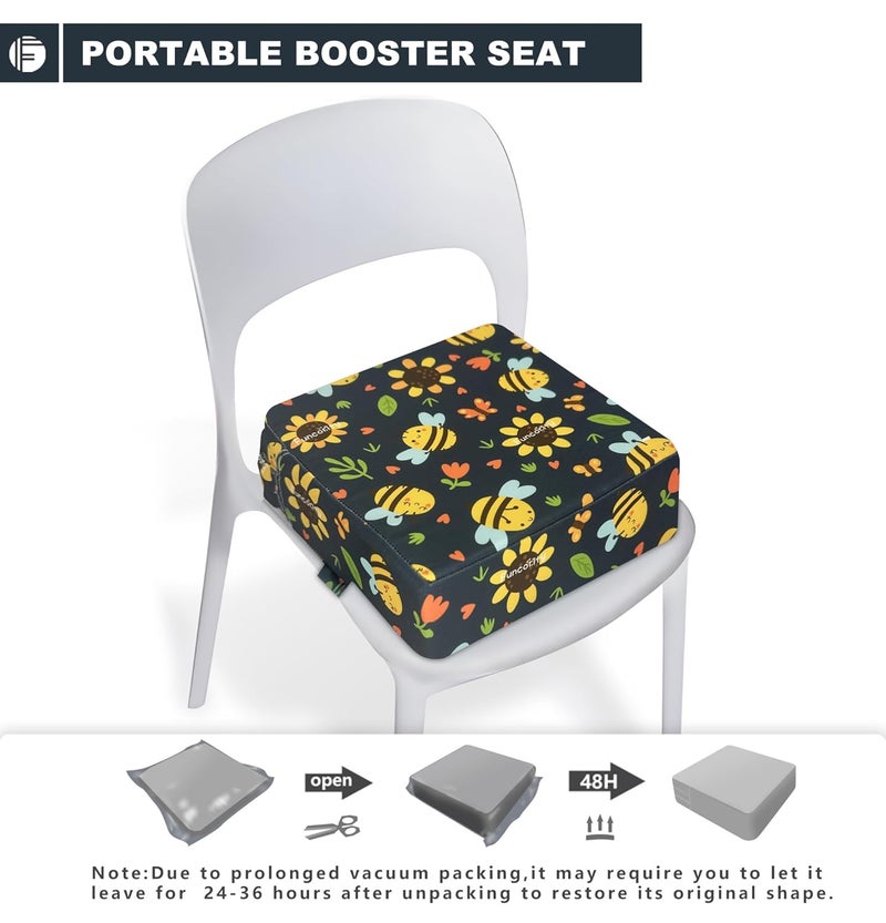 Funcority Toddler Booster Seat for Dining Table, Portable Booster Seat for Kitchen Chair, 4 Inch High-Density Foam Cushion with Adjustable Safety Straps and Non-Slip Bottom, Perfect for Kids Travel and Daily - Image 5